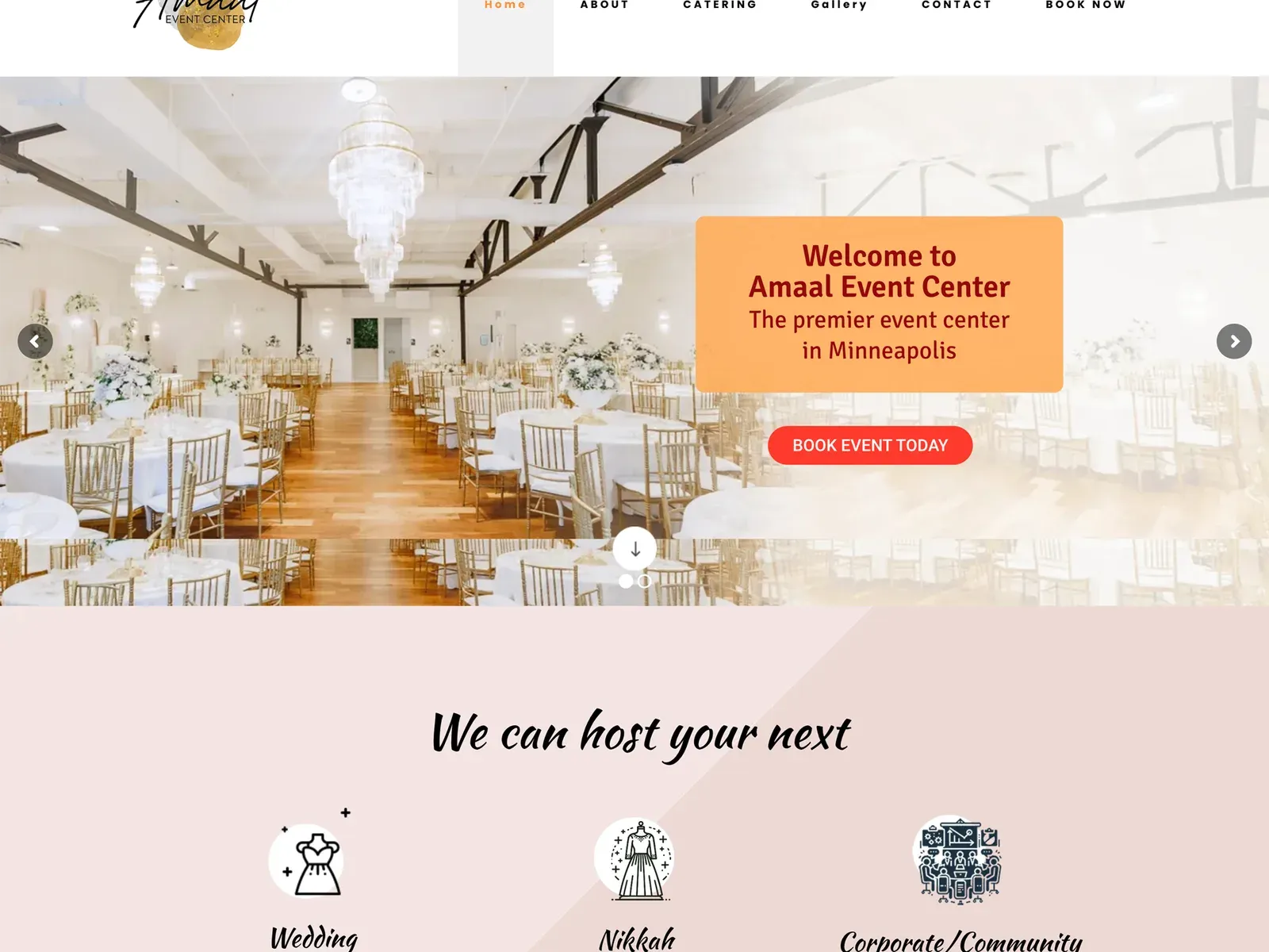 Amaal Event Center website design by TayoPro