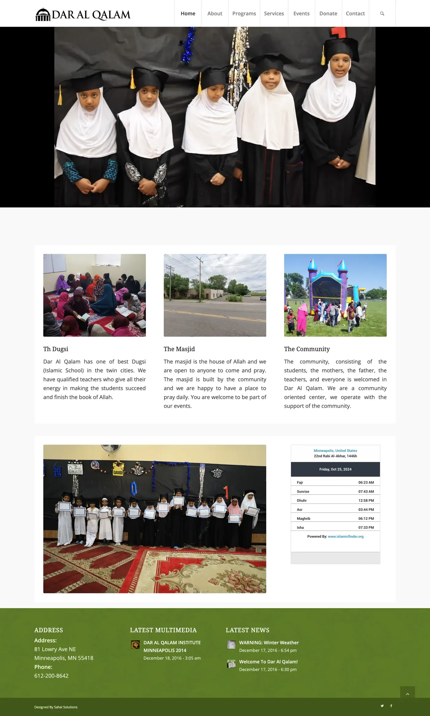 Full-length screenshot of the Dar Al Qalam Center website