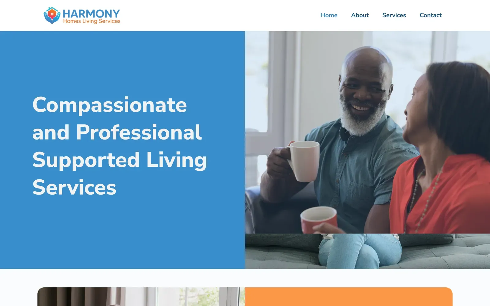 Harmony Supported Living homepage design
