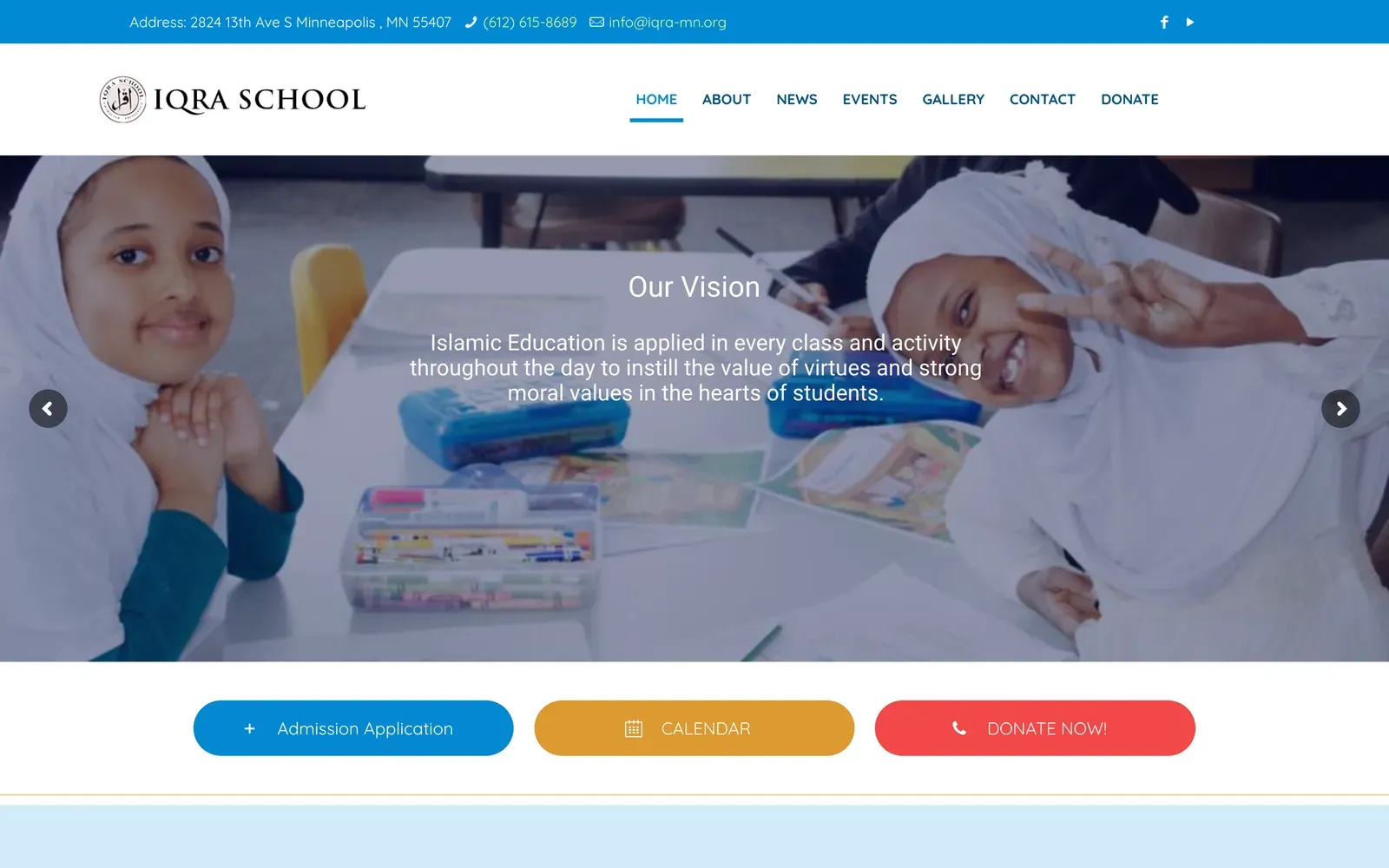 Iqra School homepage design
