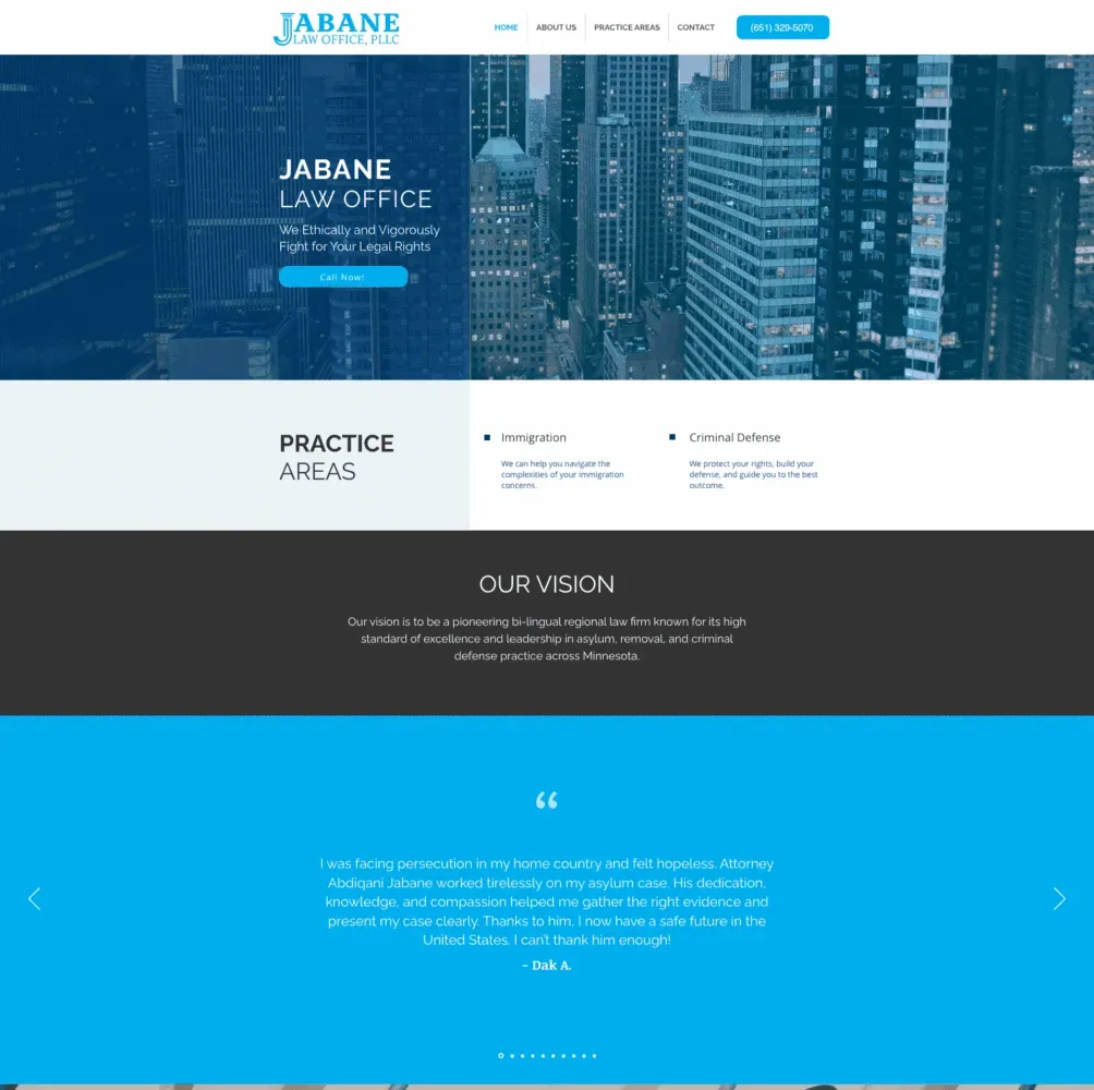 Jabane Law homepage design