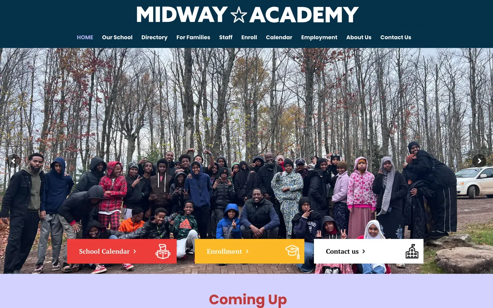 Midway Star Academy homepage design