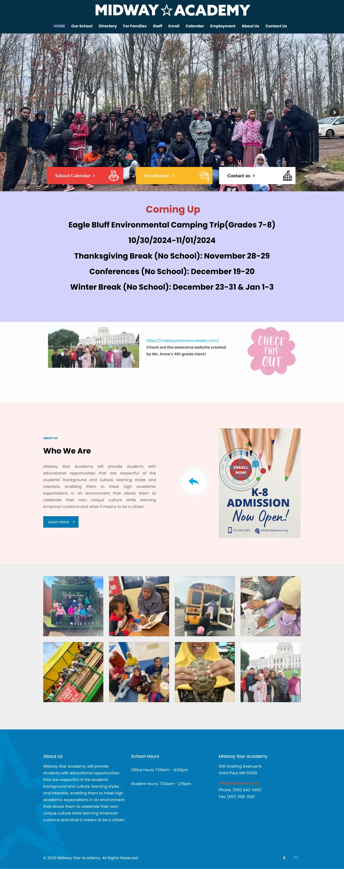 Full-length screenshot of the Midway Star Academy website