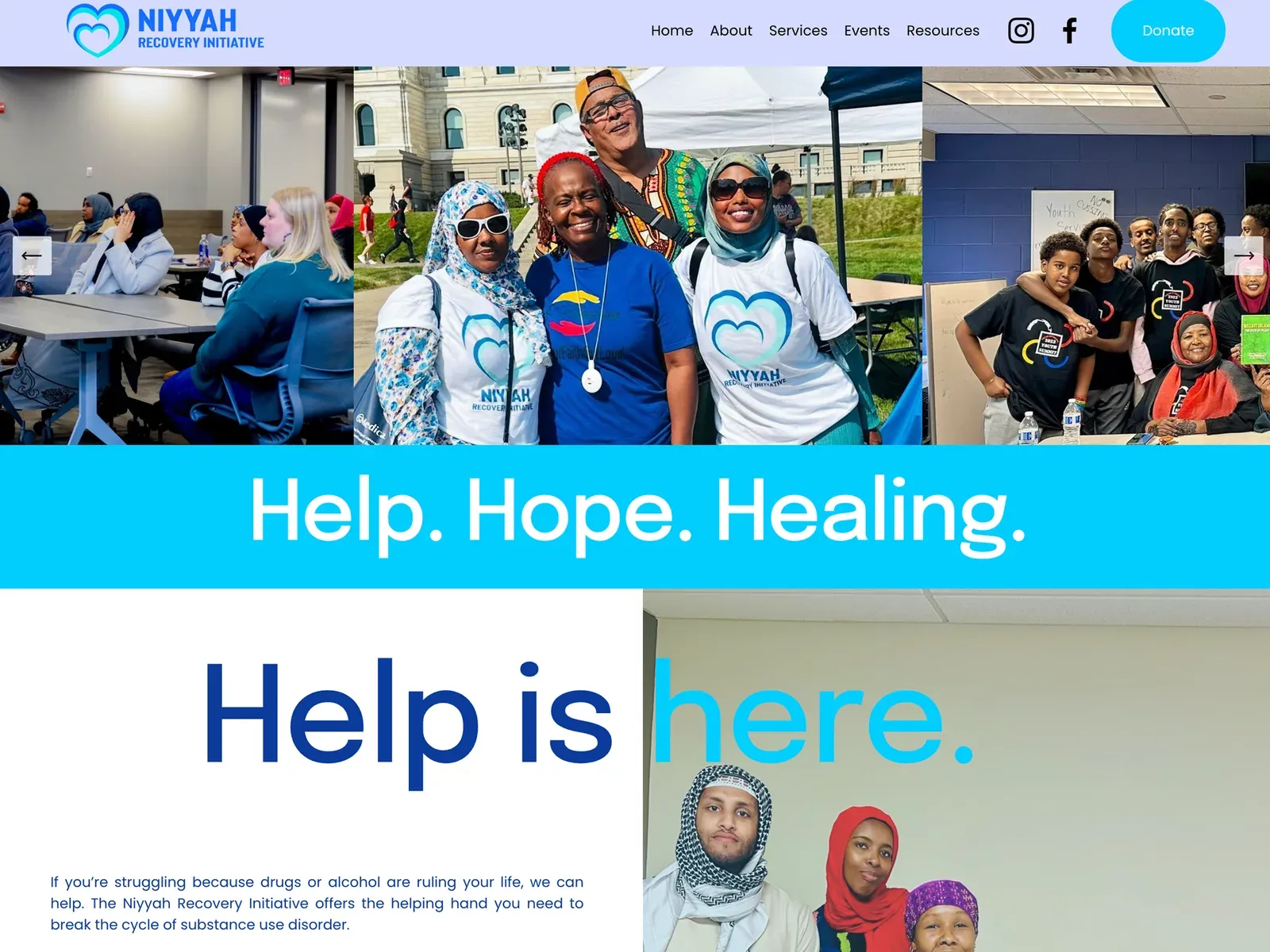 Niyyah Recovery Initiative website design by TayoPro