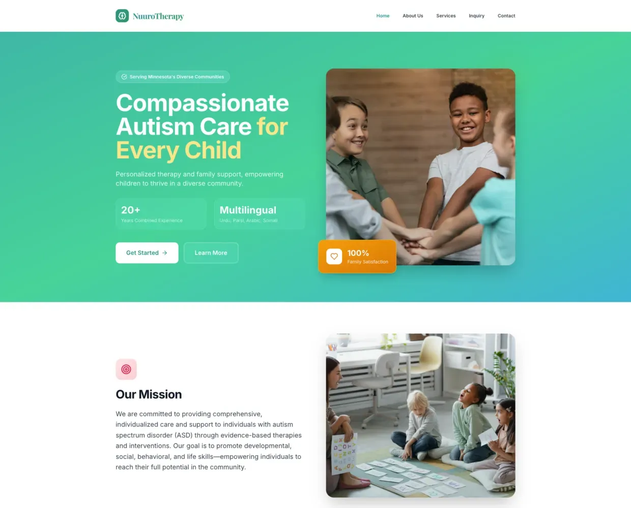 NuuroTherapy homepage design