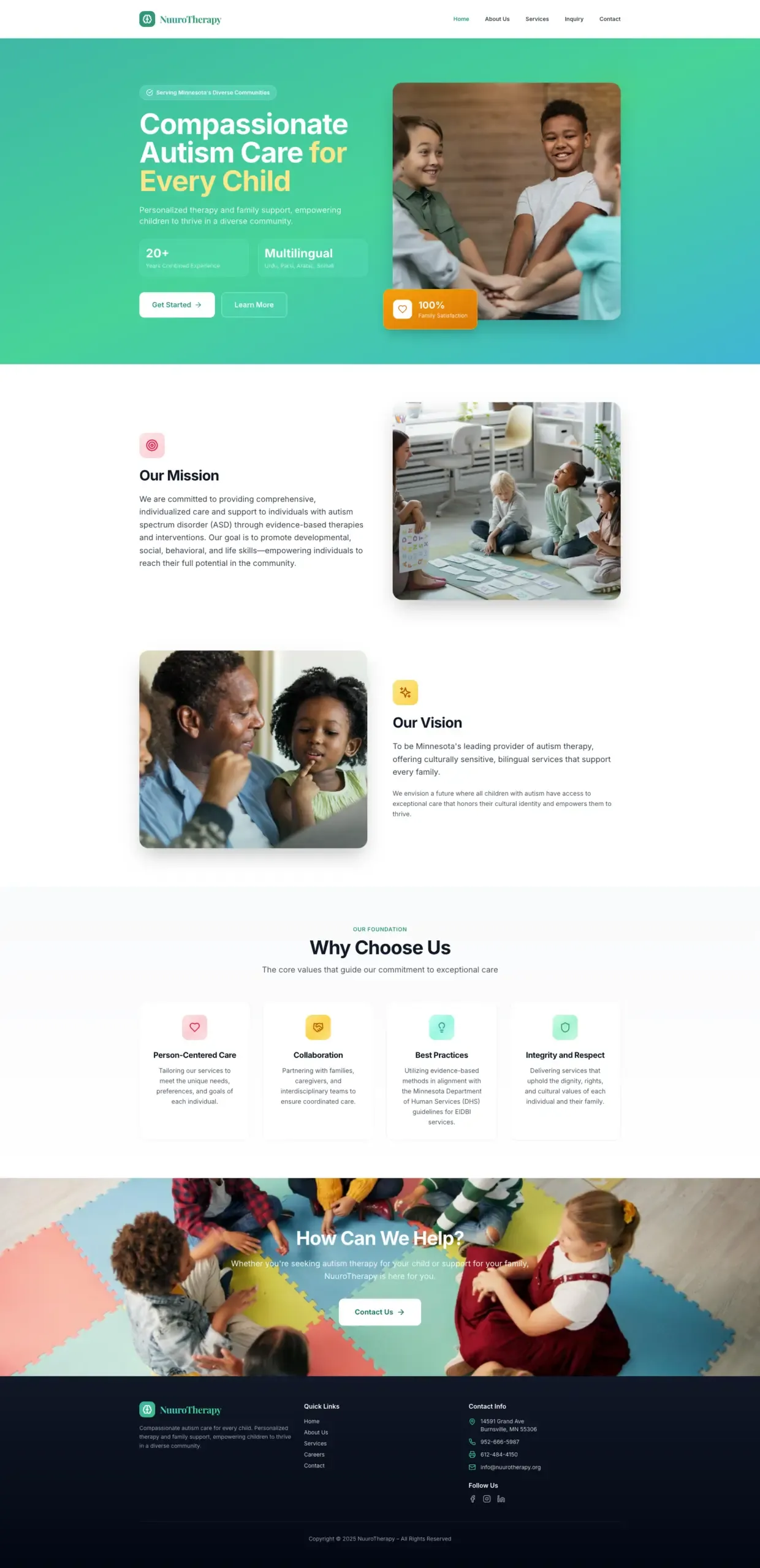 Full-length screenshot of the NuuroTherapy website