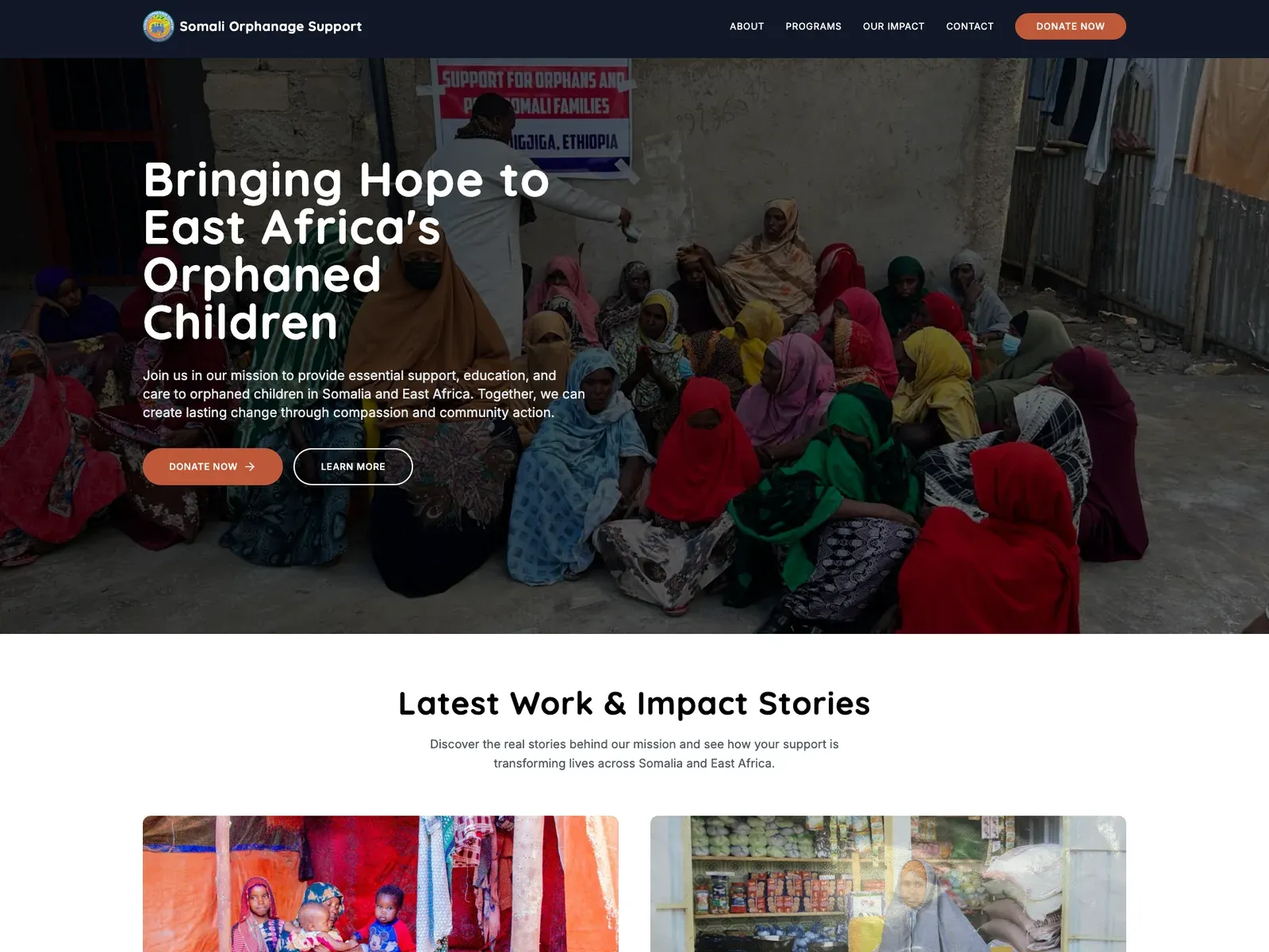 Somali Orphanage Support website design by TayoPro