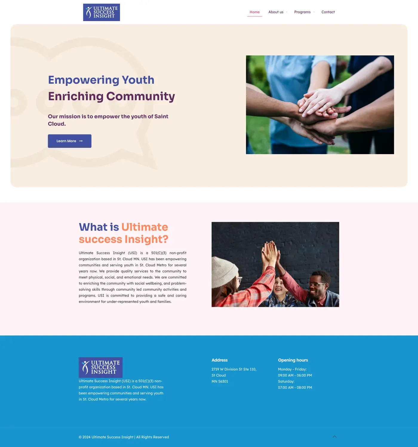 Full-length screenshot of the Ultimate Success Insight website