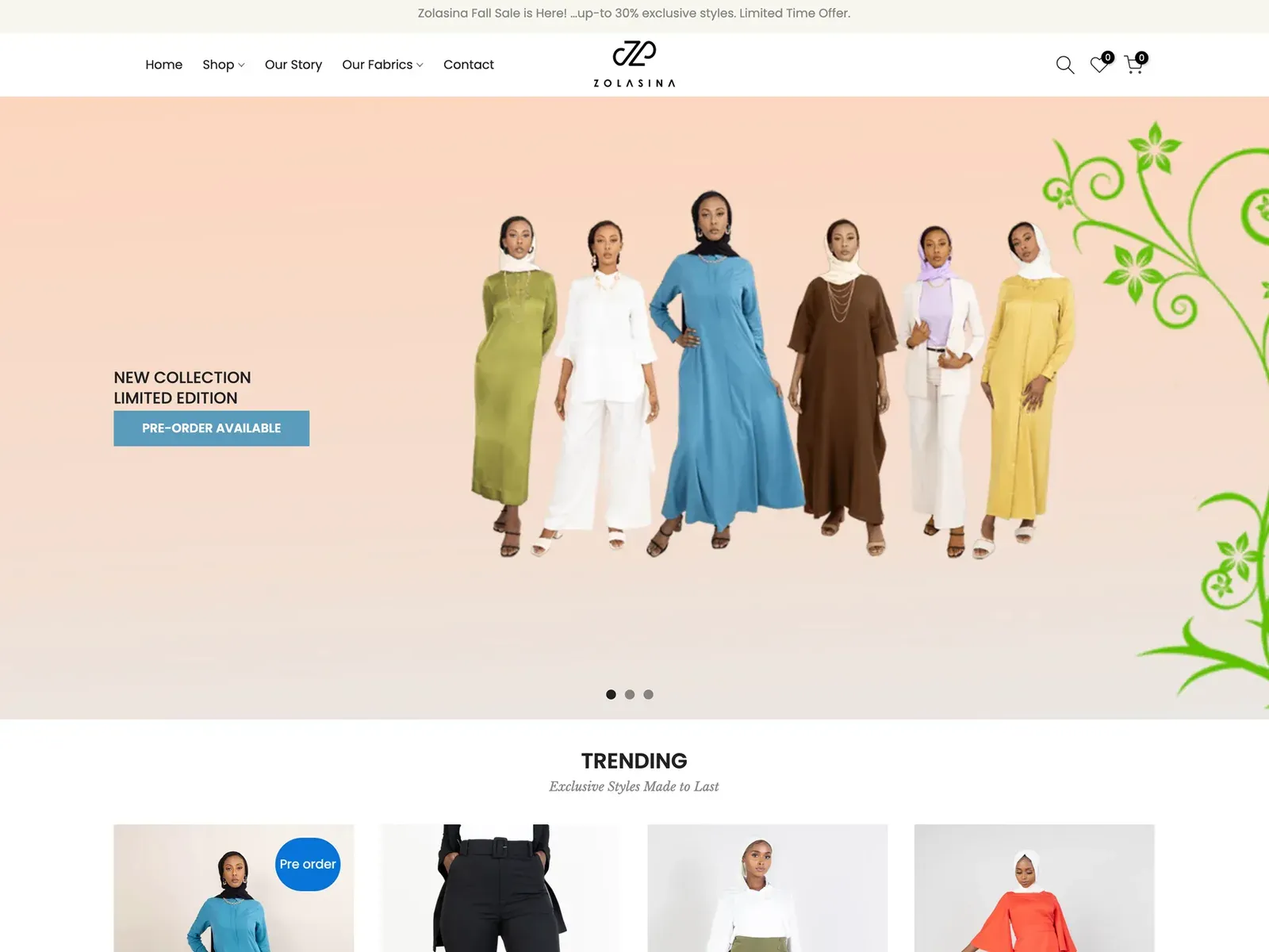 Zolasina website design by TayoPro